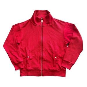 Tommy Bahama Knit Ottoman Zip Up Jacket Tango Red Pineapple Zipper Pull XS NWT